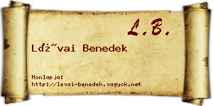 Lévai Benedek névjegykártya