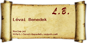 Lévai Benedek névjegykártya